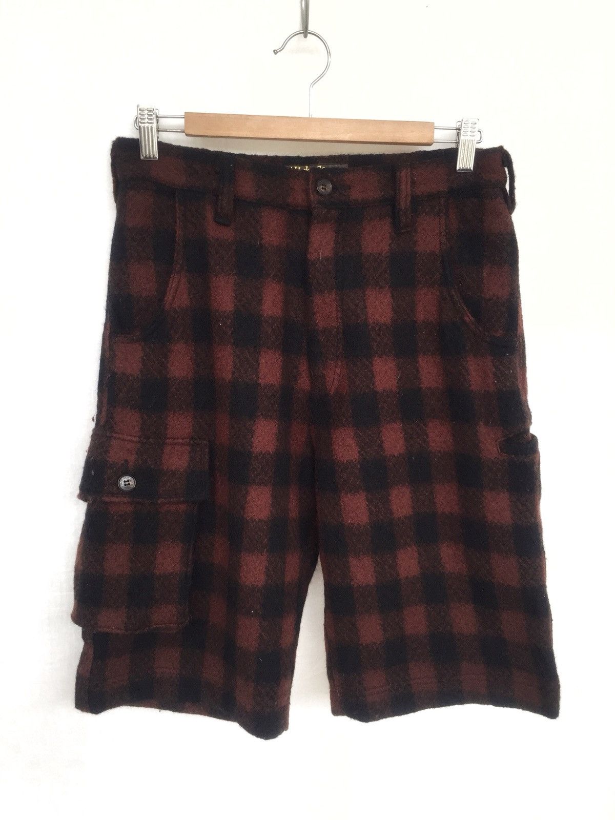 Diet Butcher Slim Skin Bondage Patchwork Tartan Thick Wool Cargo Shorts Size US 30 / EU 46 - 1 Thumbnail
