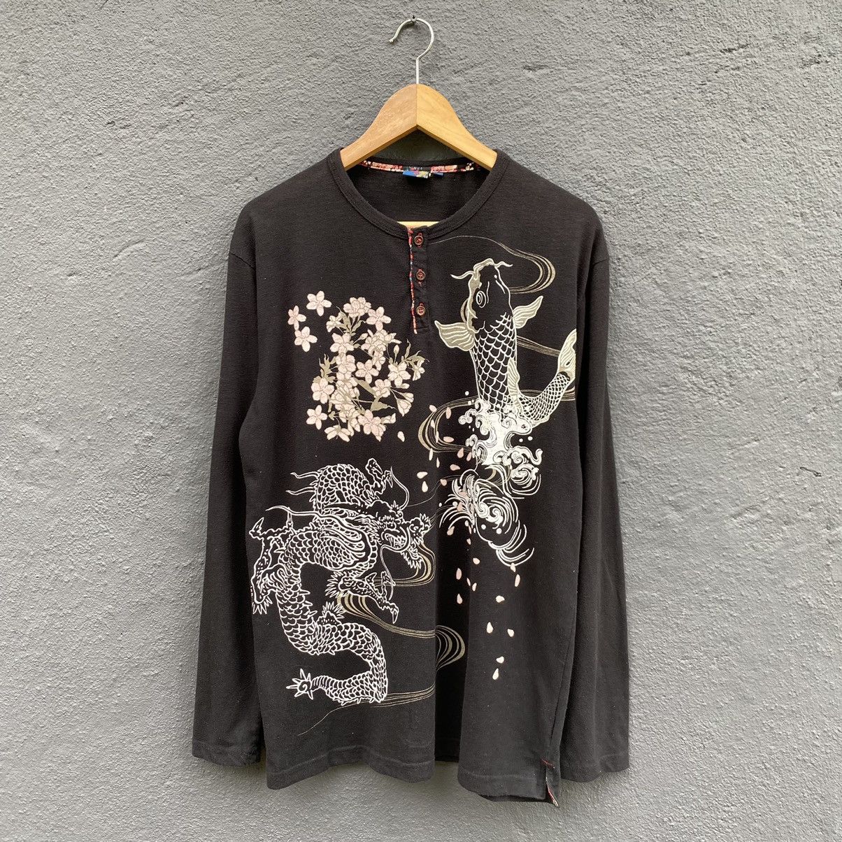 Japanese Brand Vintage Japanese Traditional Koi Fish Dragon ERD GRUNGE TEE Size US XL / EU 56 / 4 - 1 Thumbnail