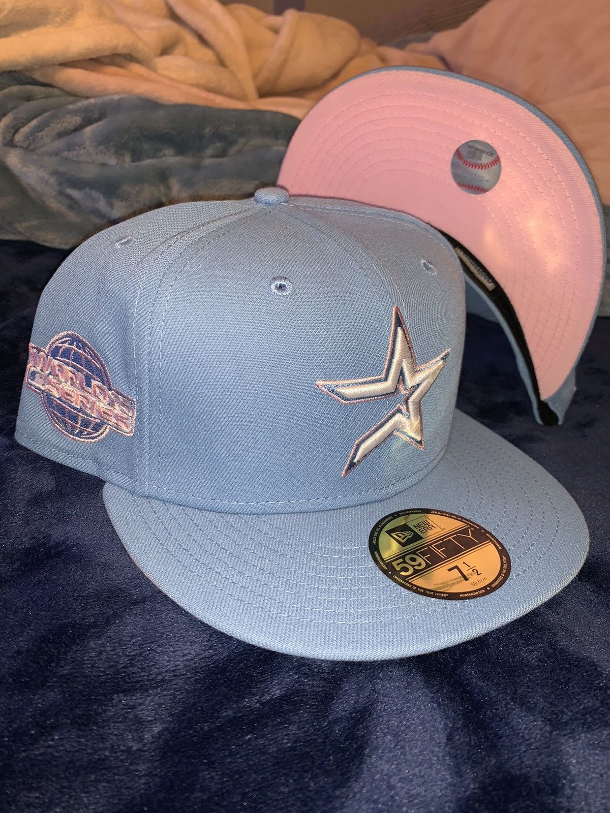 New Era Exclusive Houston Astros Cotton Candy Fitted Blue Pink UV 7 Size ONE SIZE - 3 Thumbnail