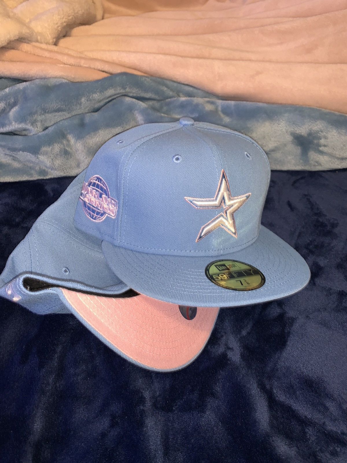 image of New Era Exclusive Houston Astros Cotton Candy Fitted Blue Pink Uv 7 in Baby Blue Pink, Men's