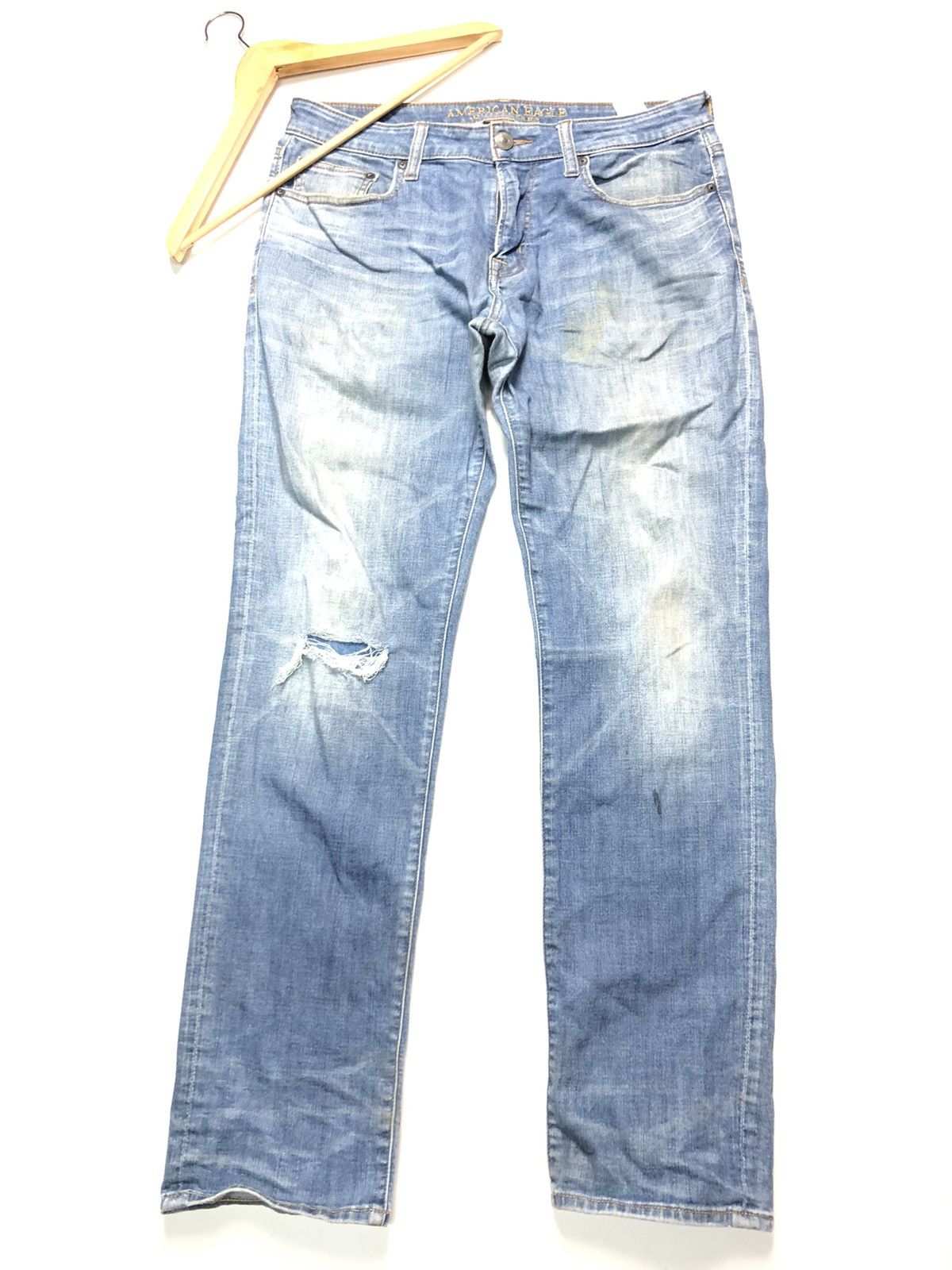 American Eagle Outfitters × Vintage VINTAGE AMERICAN EAGLE BLUE WASH DISTRESSED DENIM Size US 33 - 1 Thumbnail