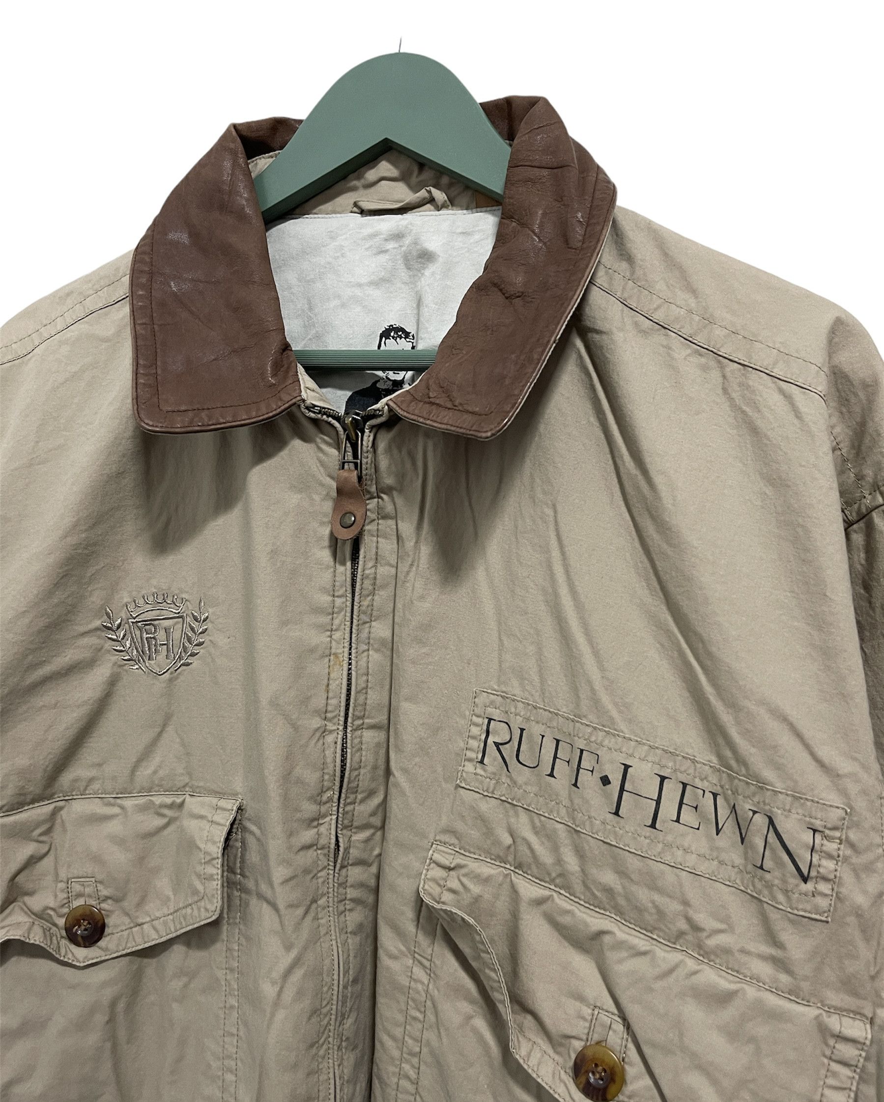 Japanese Brand × Vintage Vintage Ruff Hewn Zip Up Jacket With Leather Collar Jacket Size US S / EU 44-46 / 1 - 6 Thumbnail