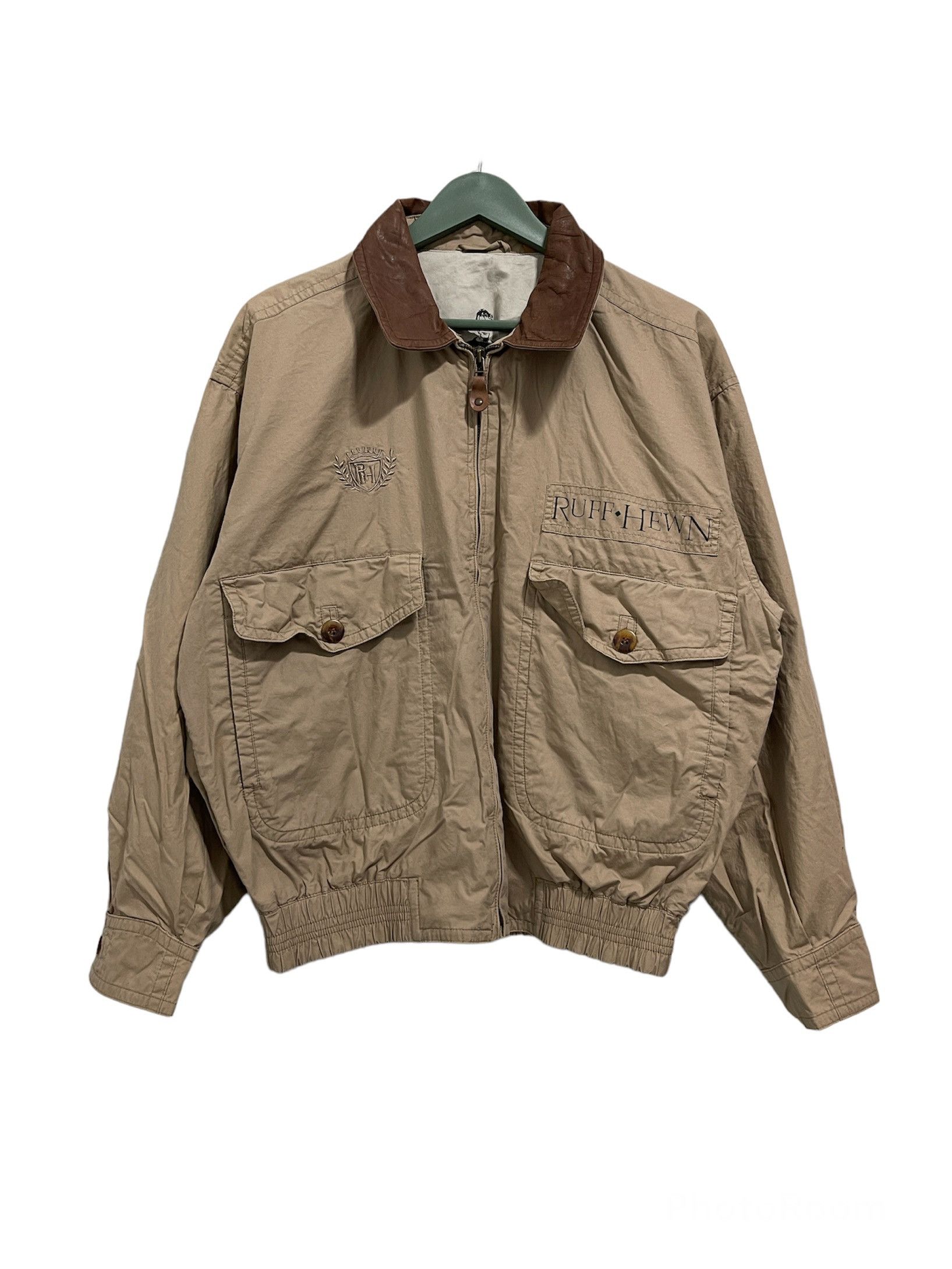 Japanese Brand × Vintage Vintage Ruff Hewn Zip Up Jacket With Leather Collar Jacket Size US S / EU 44-46 / 1 - 1 Thumbnail