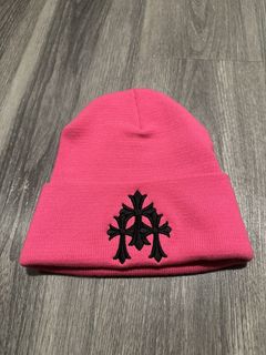 Chrome Hearts Black Leather & Metal Cross Beanie worn by Rylo