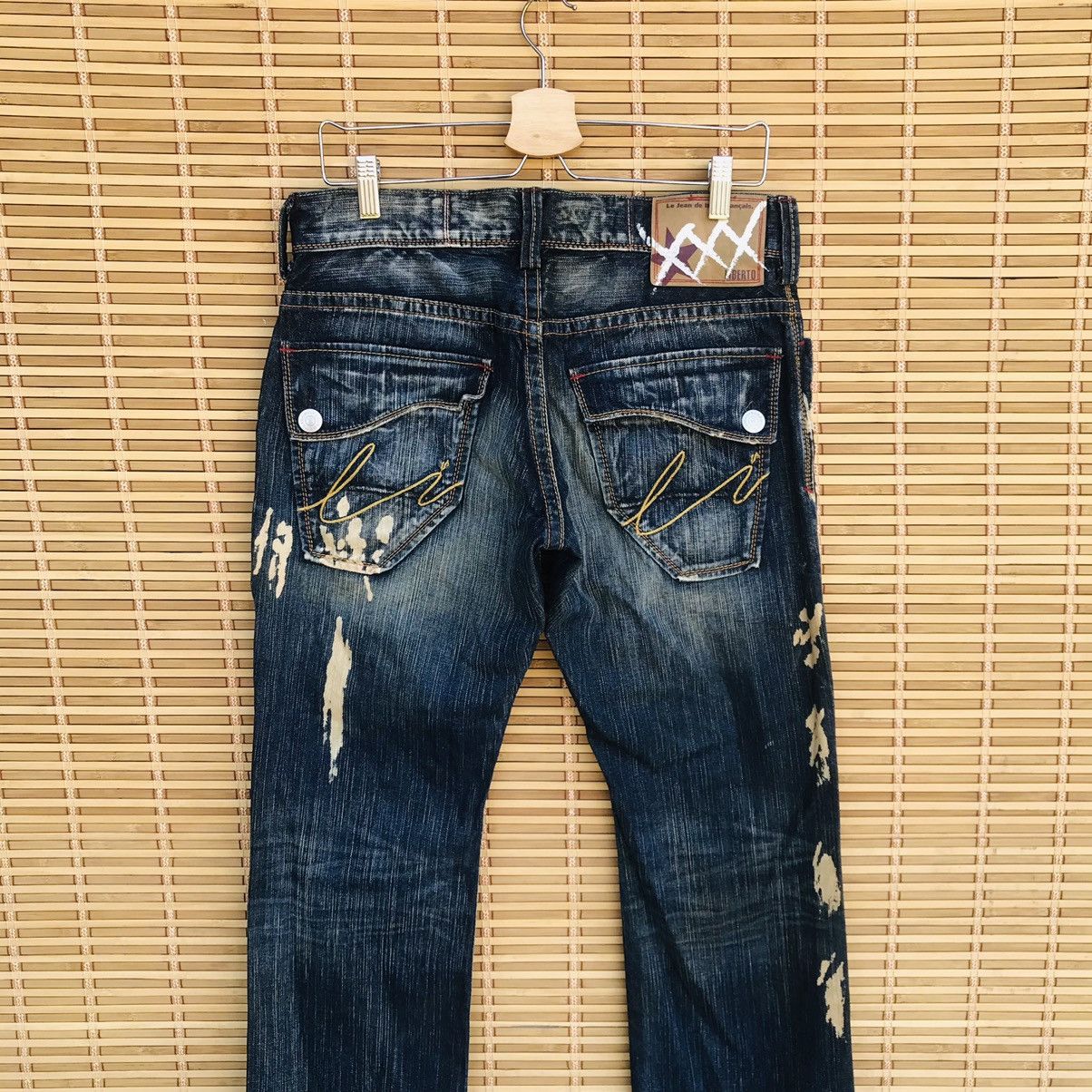 Japanese Brand Liberto distressed bleached herringbone kapital style Size US 31 - 12 Thumbnail