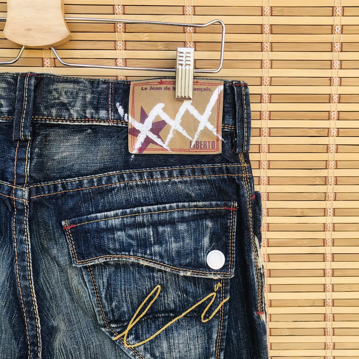 Japanese Brand Liberto distressed bleached herringbone kapital style Size US 31 - 15 Thumbnail