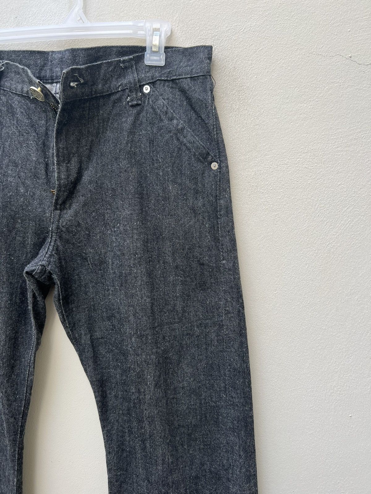 Vintage SASTRA Japan Black Denim Flared Jeans Size US 32 / EU 48 - 11 Thumbnail