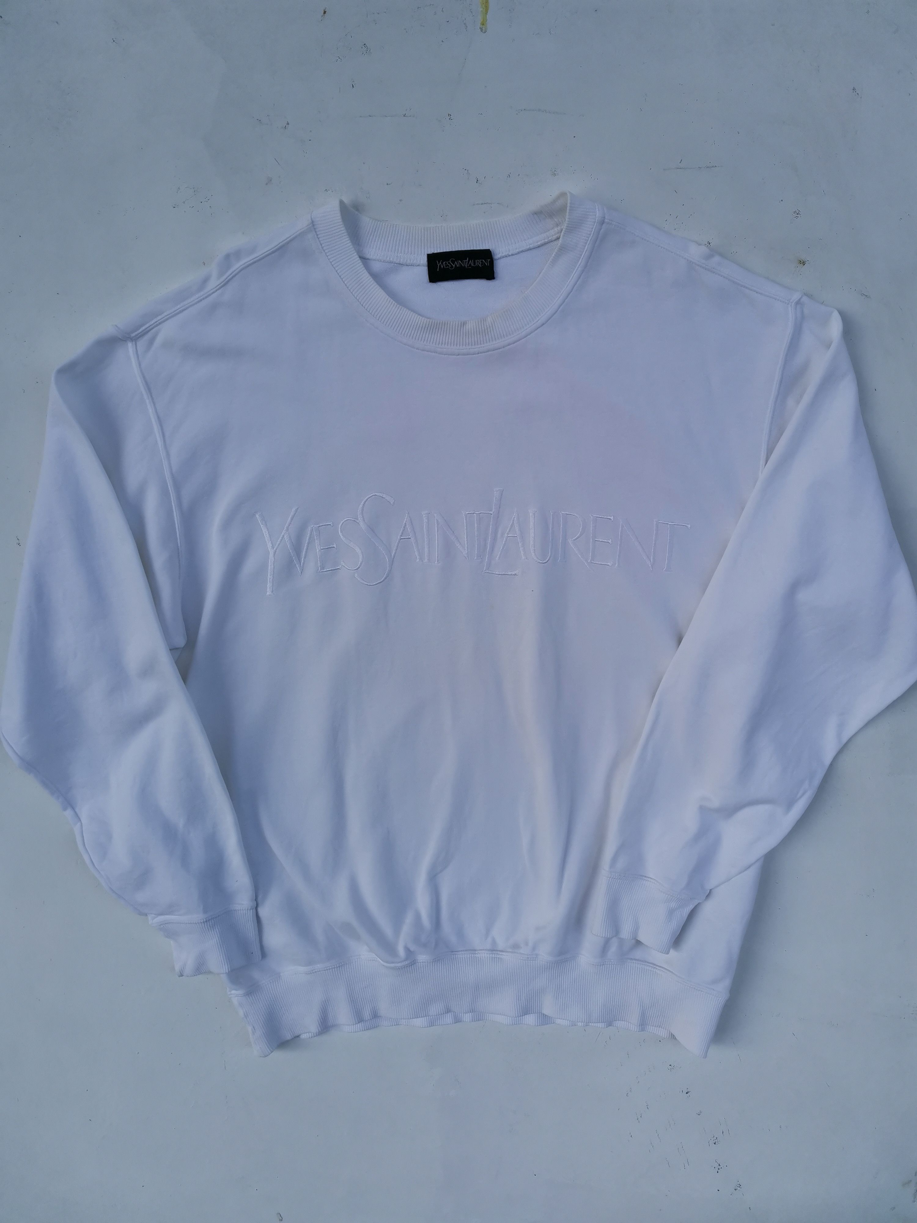 Yves Saint Laurent Yves Saint Laurent Embroidered Big Logo Sweatshirt Size US XL / EU 56 / 4 - 1 Thumbnail