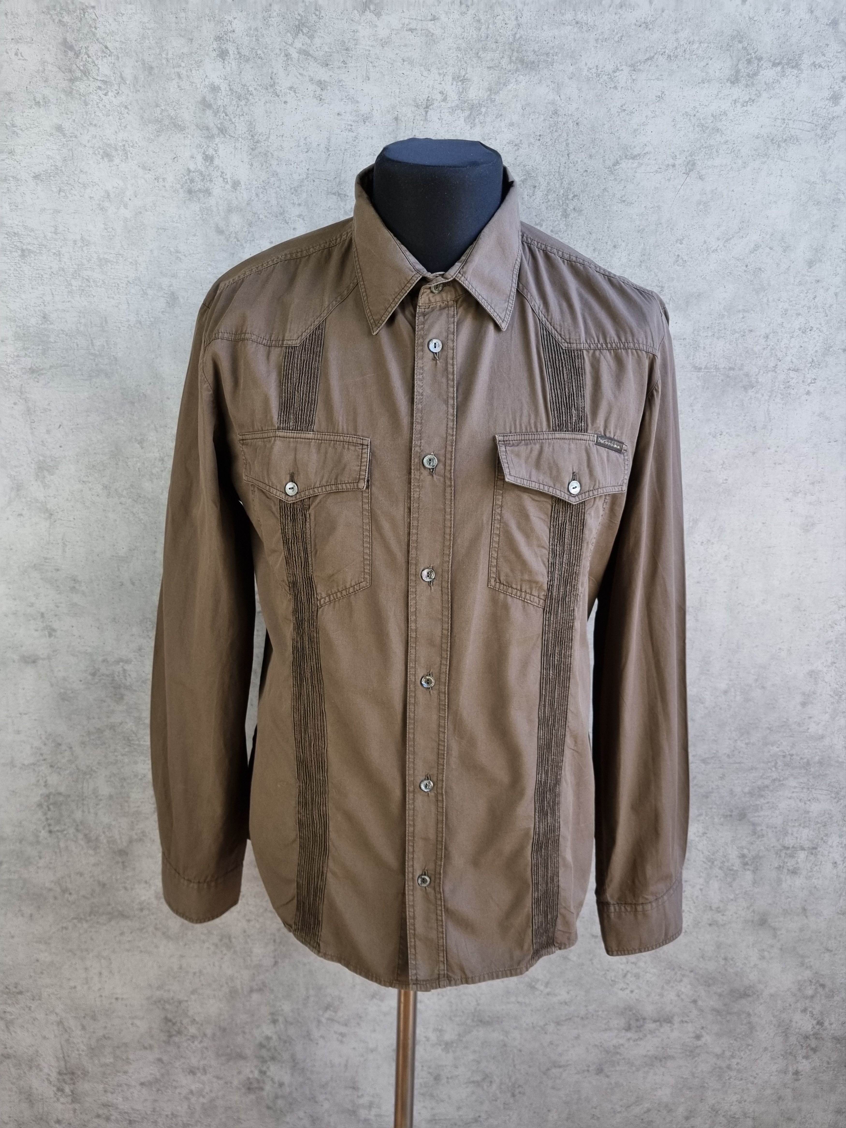 Dolce & Gabbana × Vintage 90s Rare Dolce and Gabbana Military Design Shirt Size US L / EU 52-54 / 3 - 2 Thumbnail