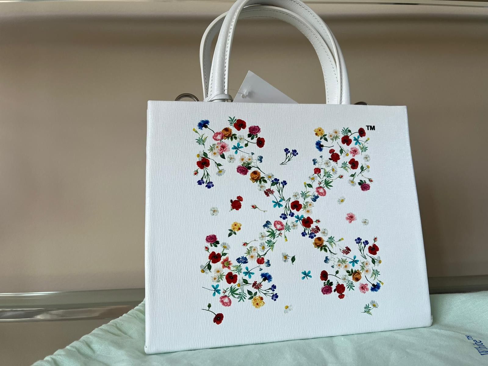 Off-White o1rshd1 Floral Arrow Leather Hand Bag in White Size ONE SIZE - 6 Thumbnail