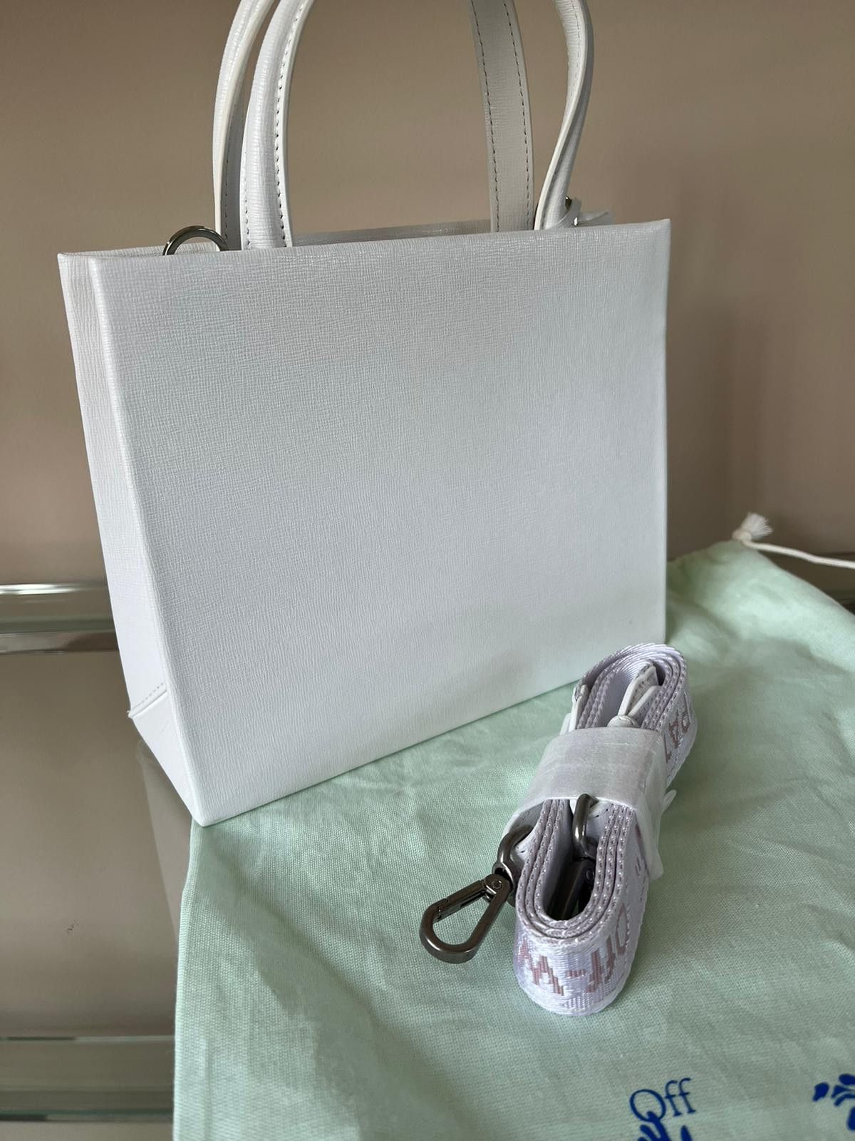 Off-White o1rshd1 Floral Arrow Leather Hand Bag in White Size ONE SIZE - 11 Thumbnail
