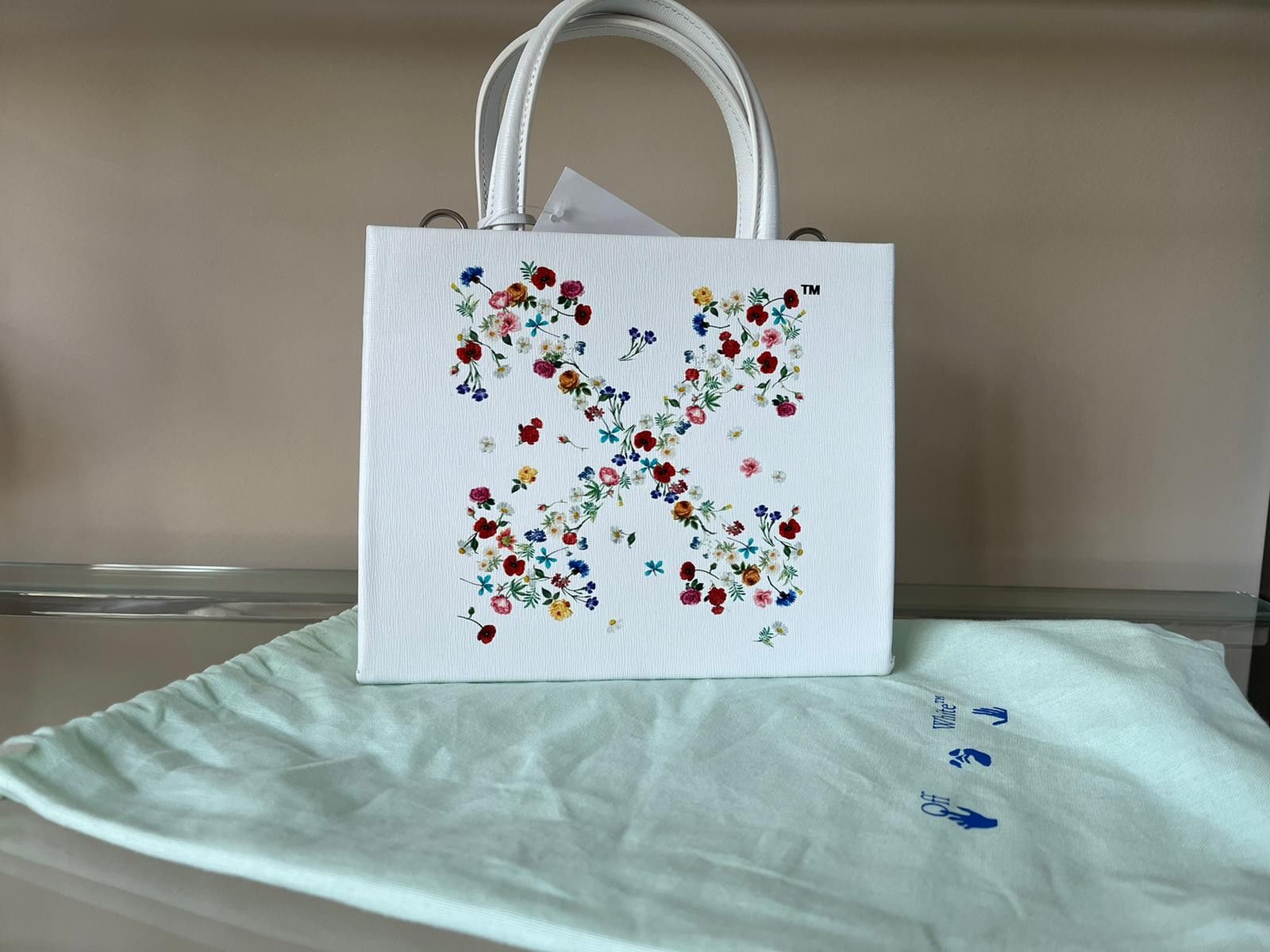 Off-White o1rshd1 Floral Arrow Leather Hand Bag in White Size ONE SIZE - 2 Thumbnail