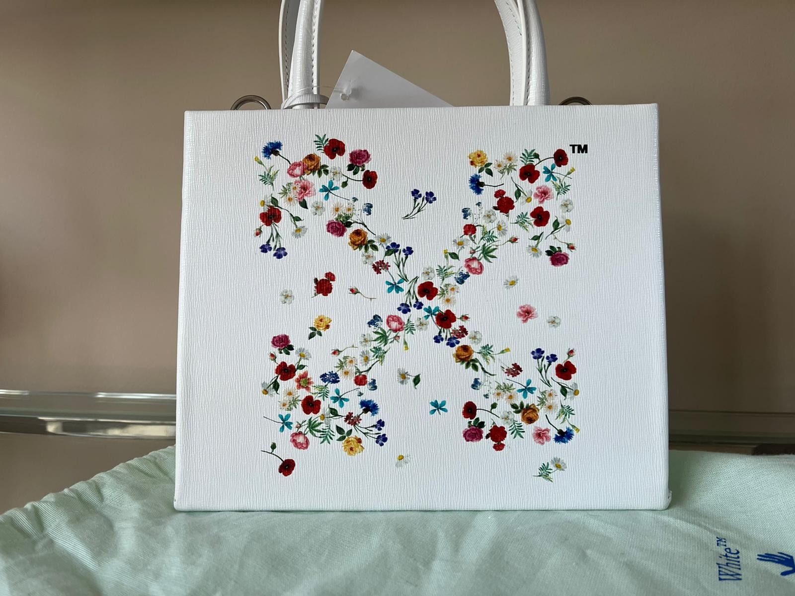 Off-White o1rshd1 Floral Arrow Leather Hand Bag in White Size ONE SIZE - 3 Thumbnail