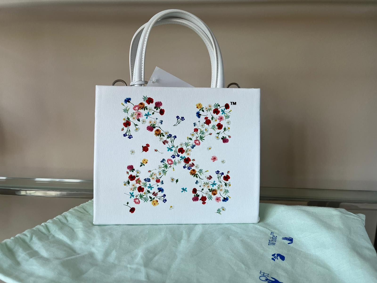 Off-White o1rshd1 Floral Arrow Leather Hand Bag in White Size ONE SIZE - 4 Thumbnail
