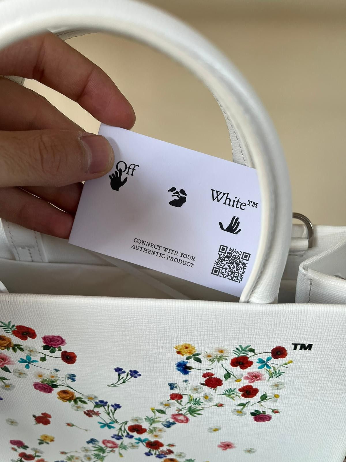 Off-White o1rshd1 Floral Arrow Leather Hand Bag in White Size ONE SIZE - 13 Thumbnail
