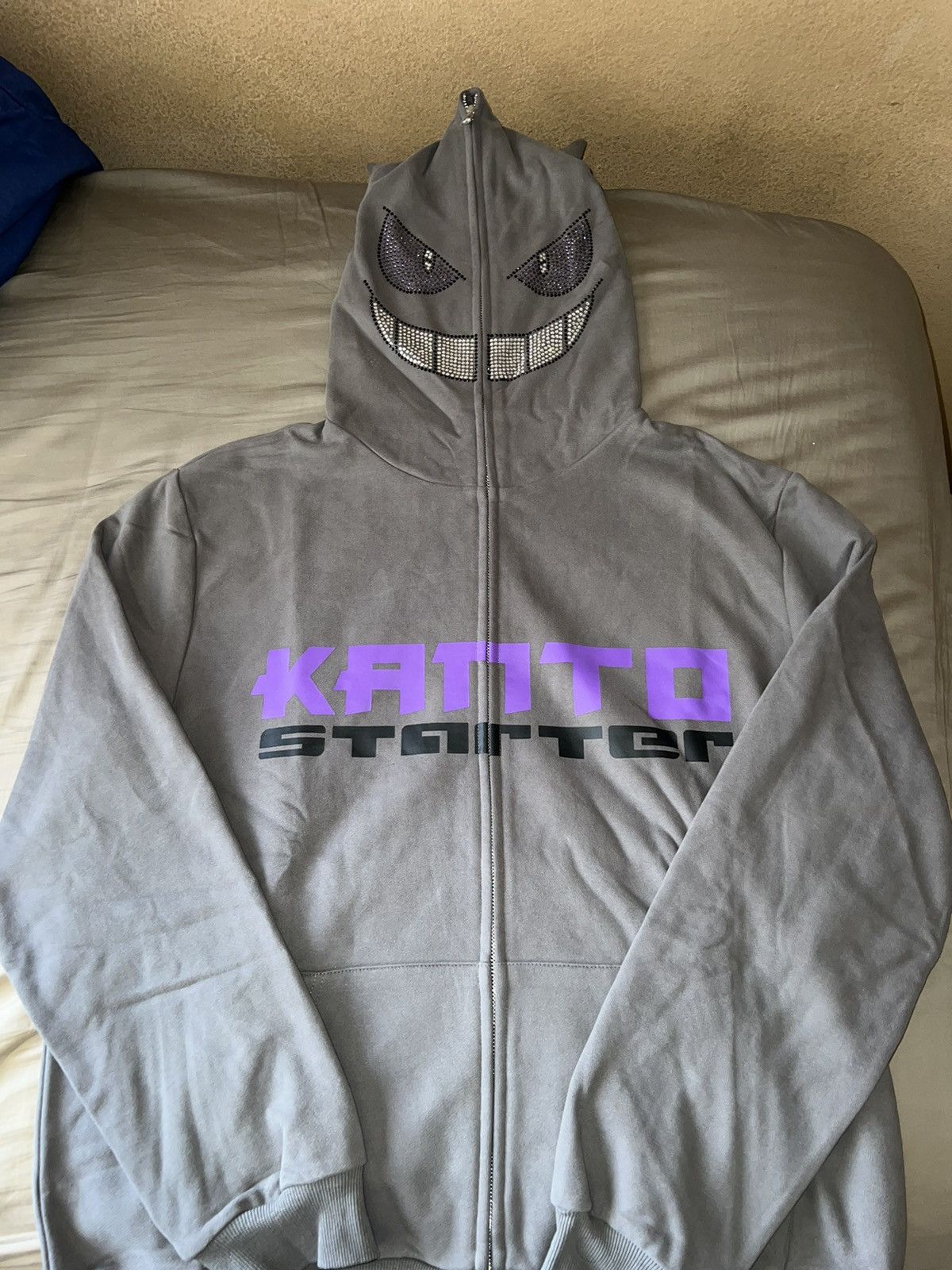 Pokemon Kanto Starter Grey Rhine stone Gengar Hoodie Size US XL / EU 56 / 4 - 3 Thumbnail