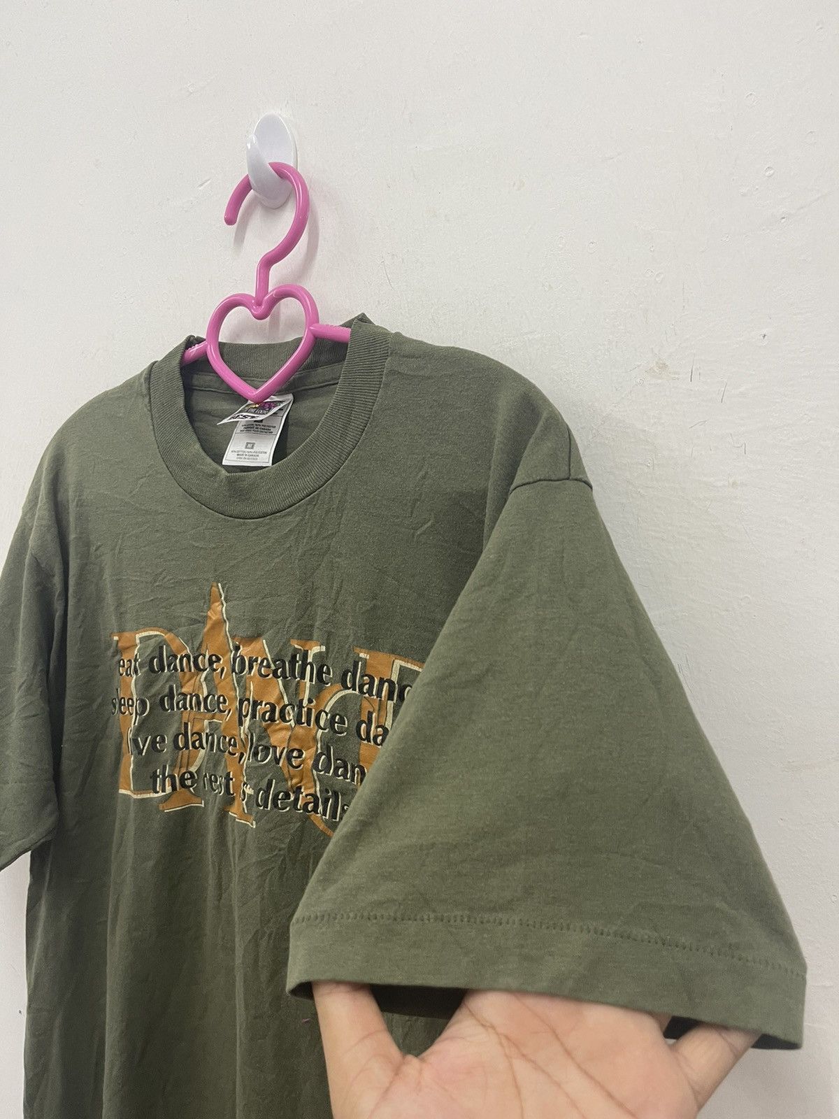Rap Tees Rare 90s Vintage DANCE Spell Out Big Logo Thrashed Shirt Size US M / EU 48-50 / 2 - 3 Thumbnail