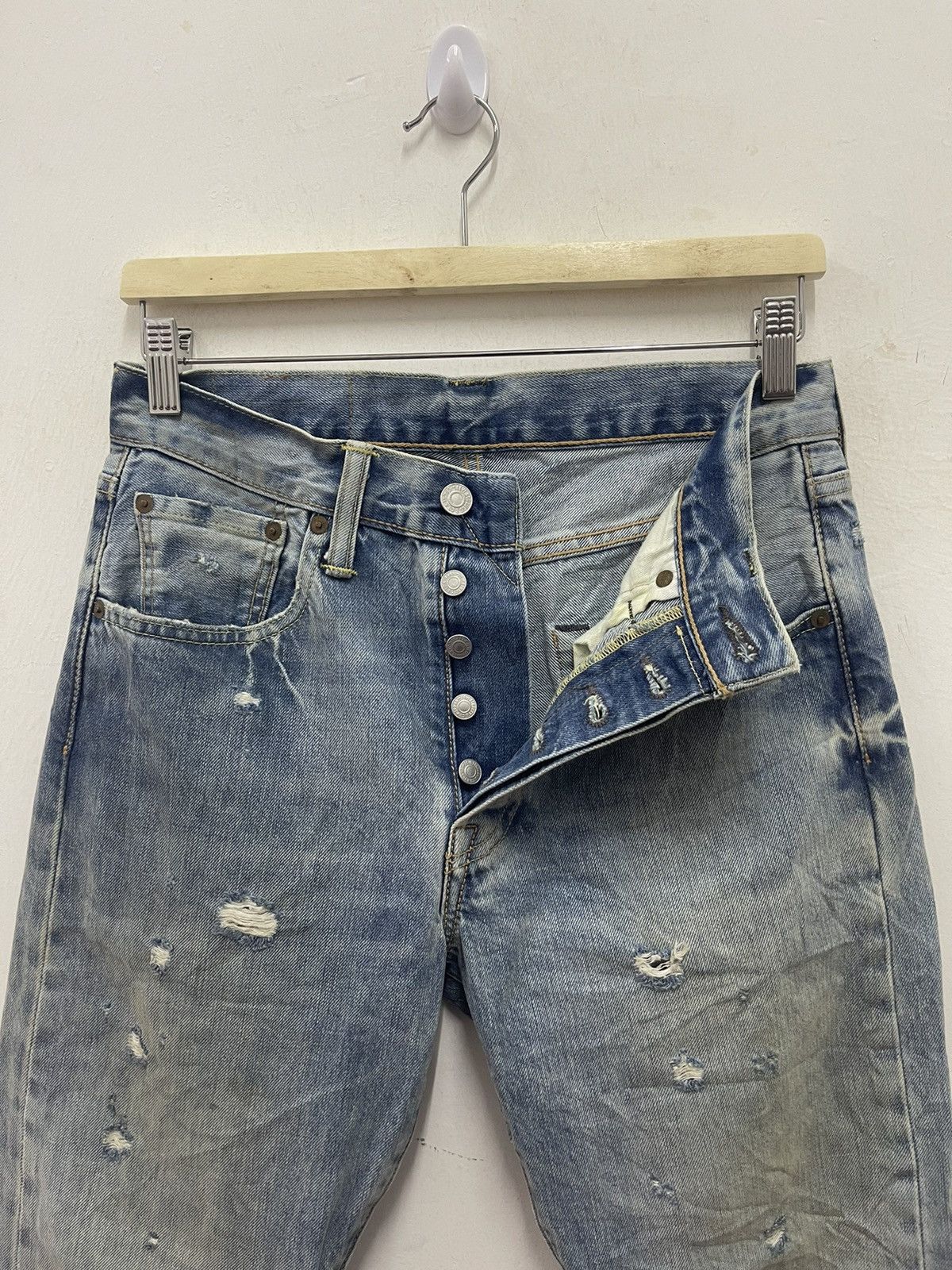 Levi's Rare 501 LEVIS Strauss Customised Tapered Distressed Size US 28 / EU 44 - 6 Thumbnail