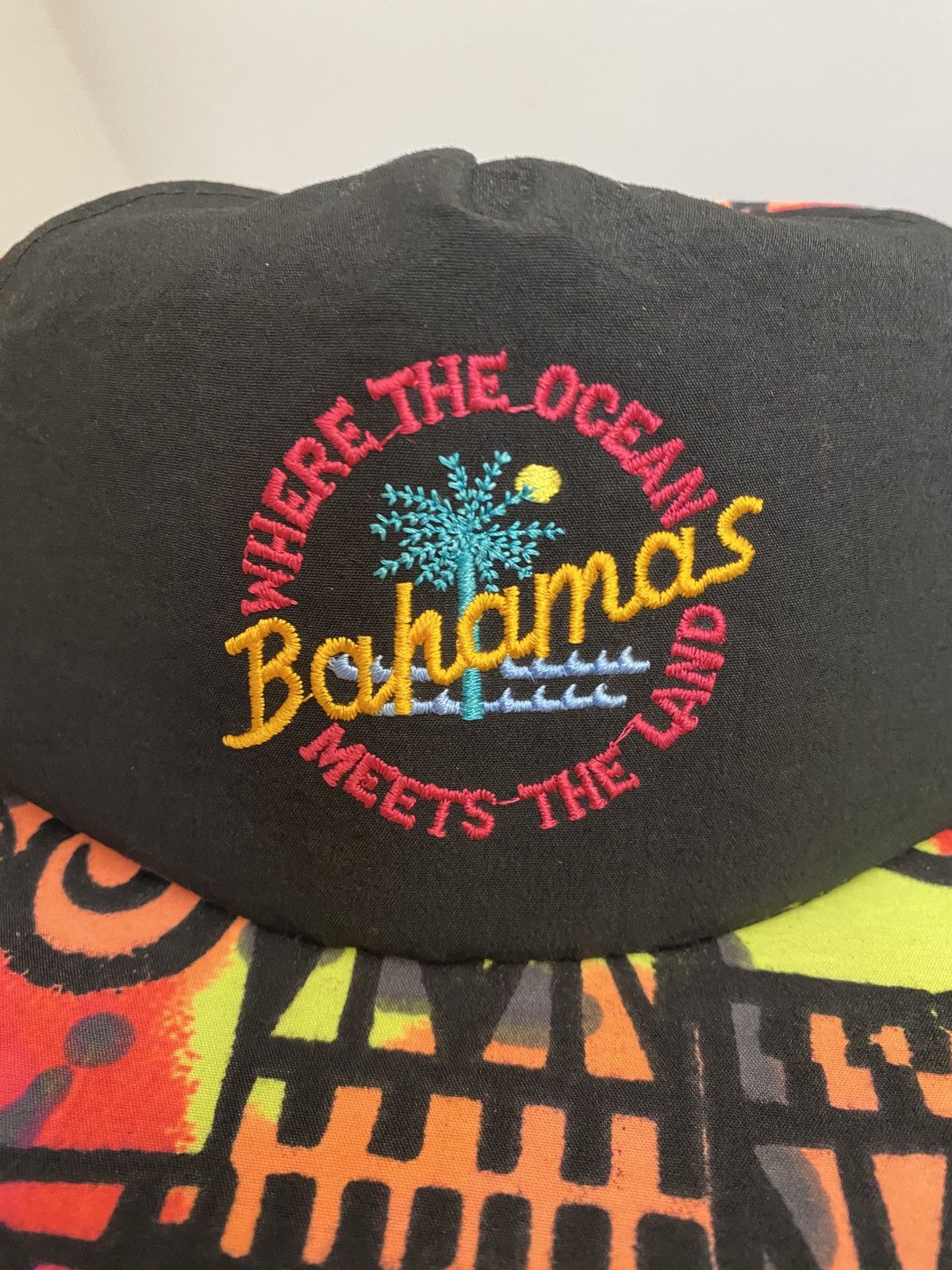 Vintage Vintage Early 90’s Bahamas Neon Nylon Snap Back Hat Cap Size ONE SIZE - 2 Thumbnail