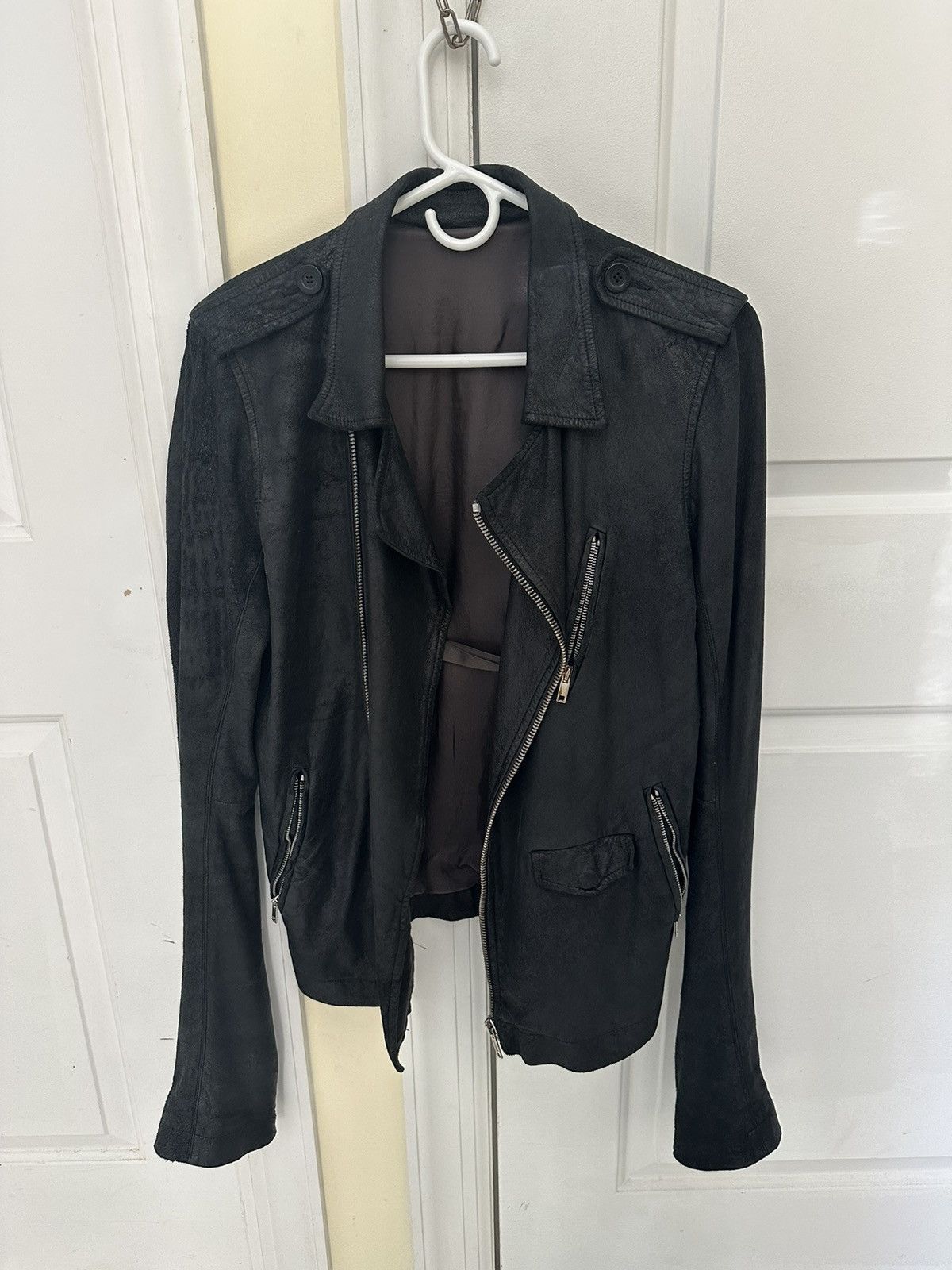image of Rick Owens Ss08 Creatch Blistered Stooges Leather Jacket in Black, Men's (Size Small)