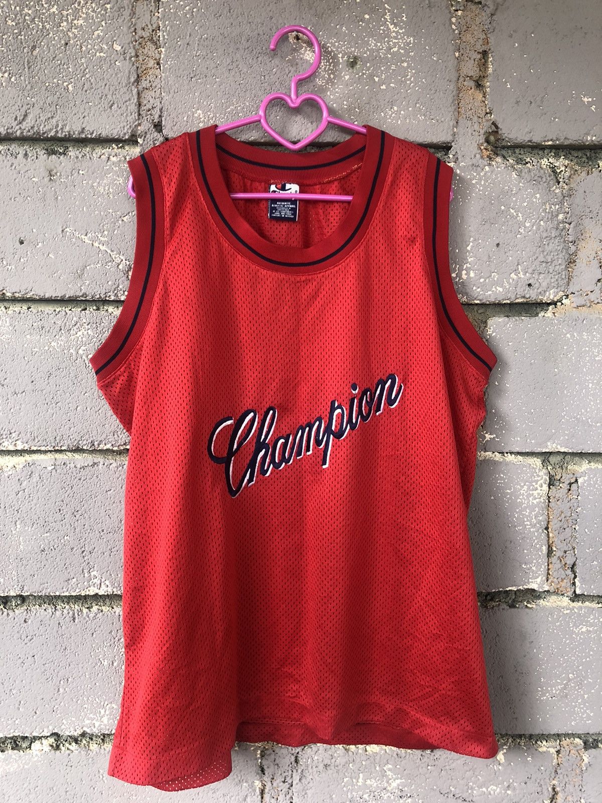 image of Champion Embroidered Spell Out Sleeveless Jersey, Men's (Size Large)