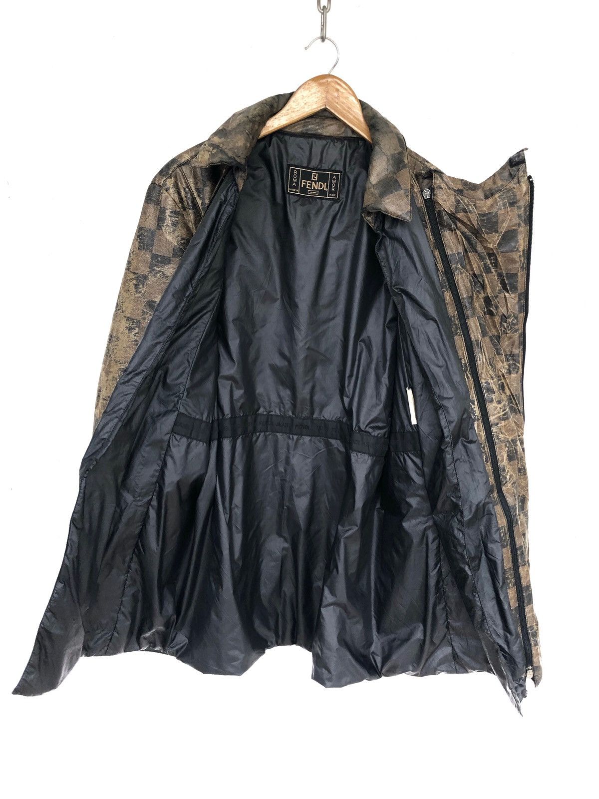 Fendi HEAT🔥Fendi Gold Zucca Monogram Check Bomber Jacket Size US M / EU 48-50 / 2 - 6 Thumbnail