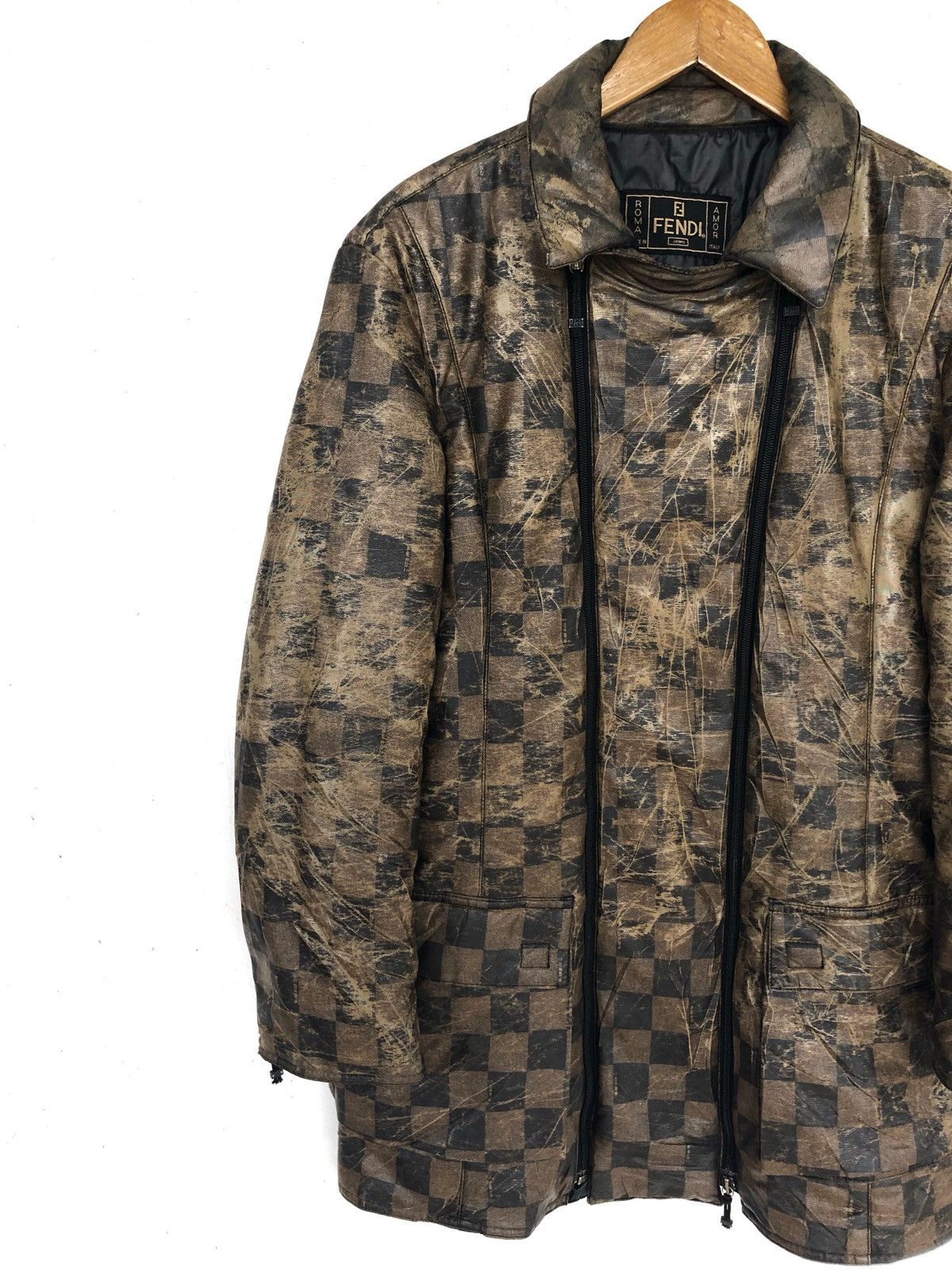 Fendi HEAT🔥Fendi Gold Zucca Monogram Check Bomber Jacket Size US M / EU 48-50 / 2 - 3 Thumbnail