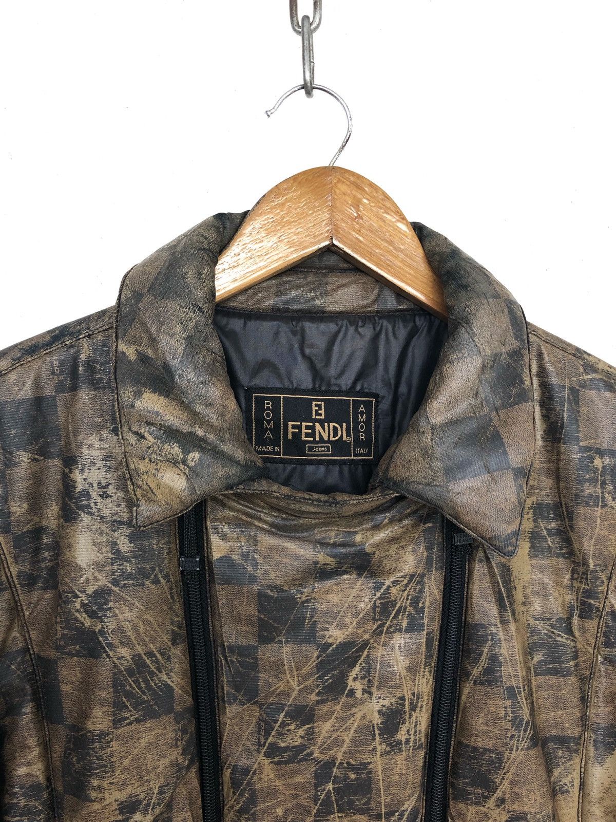 Fendi HEAT🔥Fendi Gold Zucca Monogram Check Bomber Jacket Size US M / EU 48-50 / 2 - 4 Thumbnail