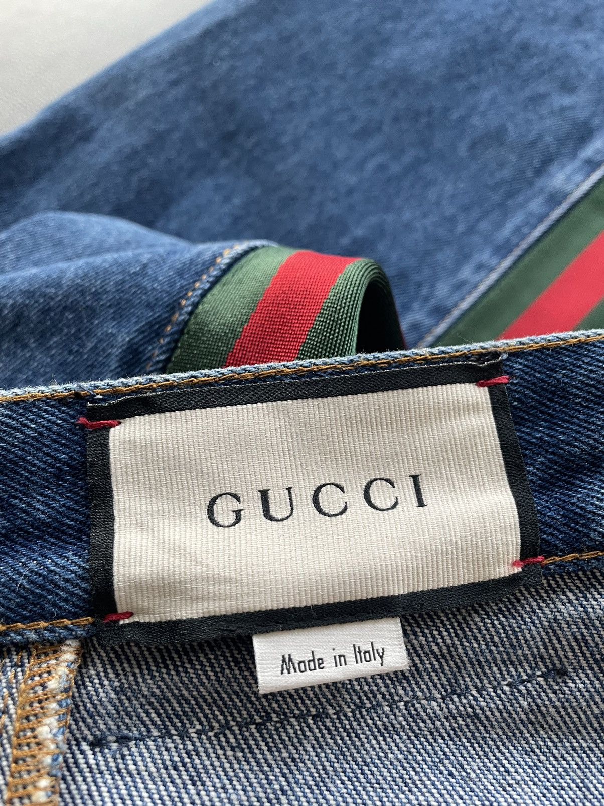 Gucci Limited Brand New Runway Gucci Striped Washed Denim Jeans Size US 33 - 8 Thumbnail