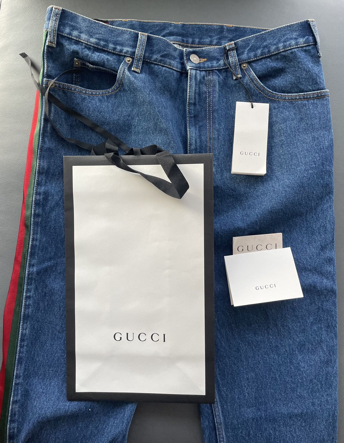 Gucci Limited Brand New Runway Gucci Striped Washed Denim Jeans Size US 33 - 7 Thumbnail