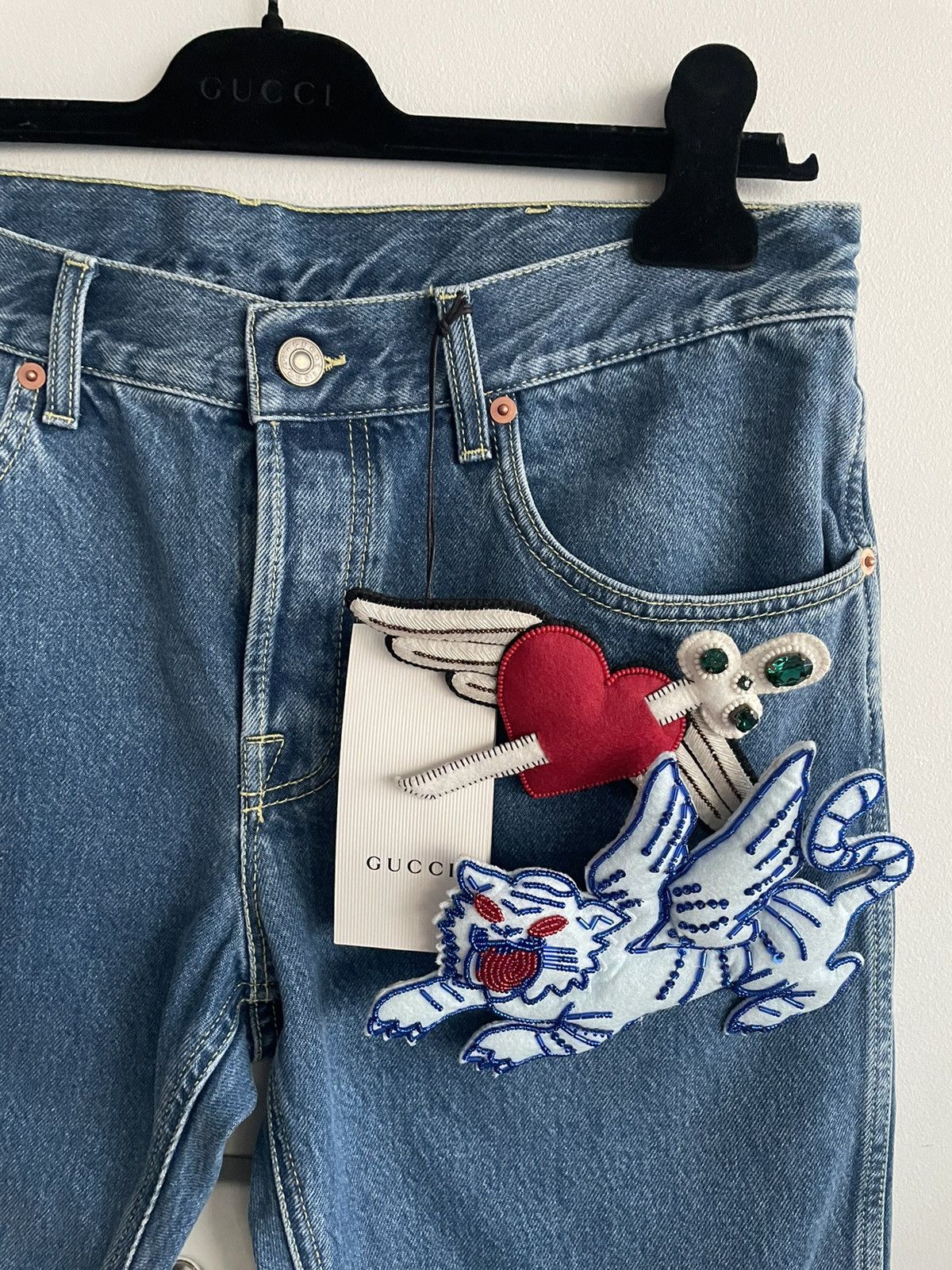 Gucci Rare 2K Super Runway Sold Out Skinny Denim Jeans w Brooches Size US 30 / EU 46 - 4 Thumbnail