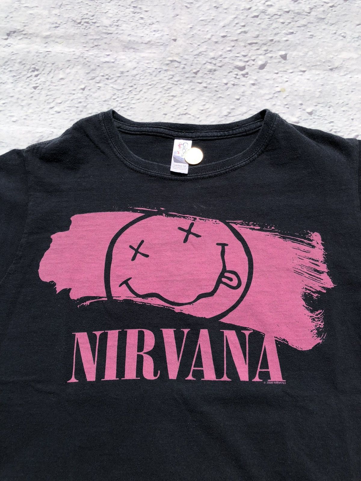 Band Tees Vintage 2008 Nirvana Kurt Cobain Smile Black Tee Size M / US 6-8 / IT 42-44 - 3 Thumbnail