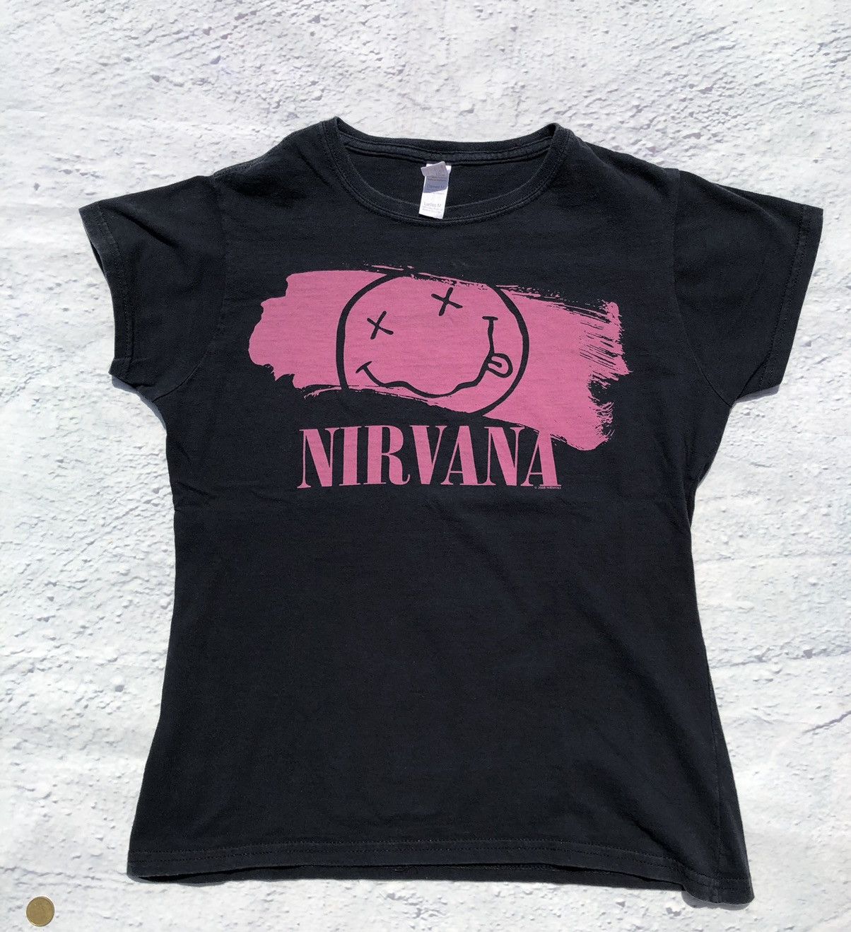 Band Tees Vintage 2008 Nirvana Kurt Cobain Smile Black Tee Size M / US 6-8 / IT 42-44 - 2 Thumbnail