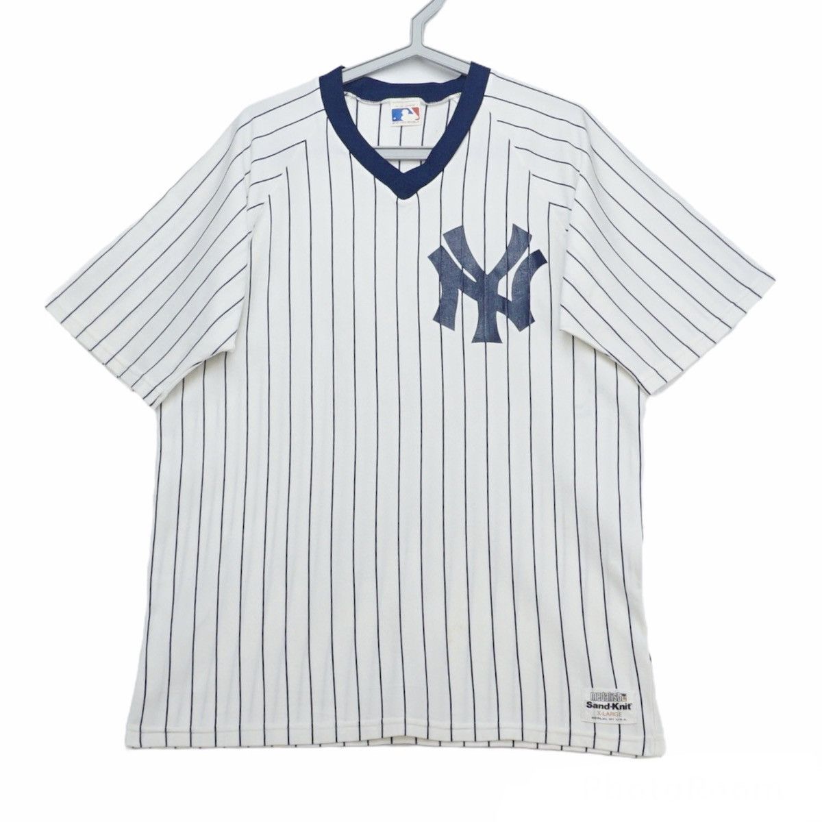 Vintage Sand Knit New York Yankees Baseball Jersey Mens L MLB