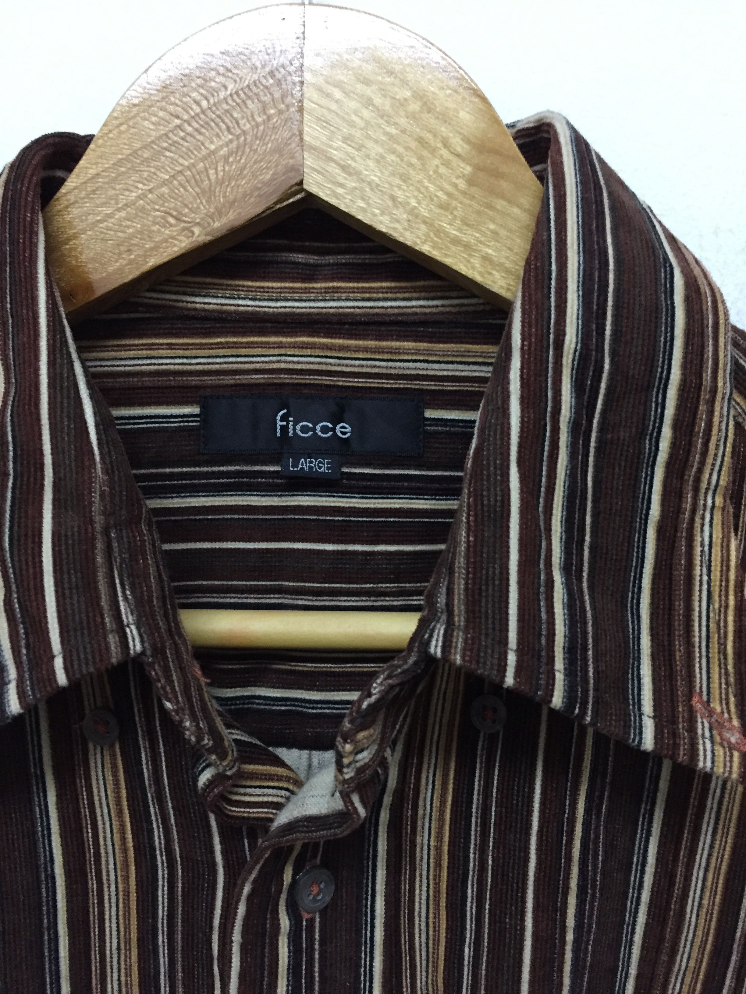 Japanese Brand × Yoshiyuki Konishi FICCE by YOSHIYUKI KONISHI stripe corduroy button up shirt Size US L / EU 52-54 / 3 - 7 Thumbnail