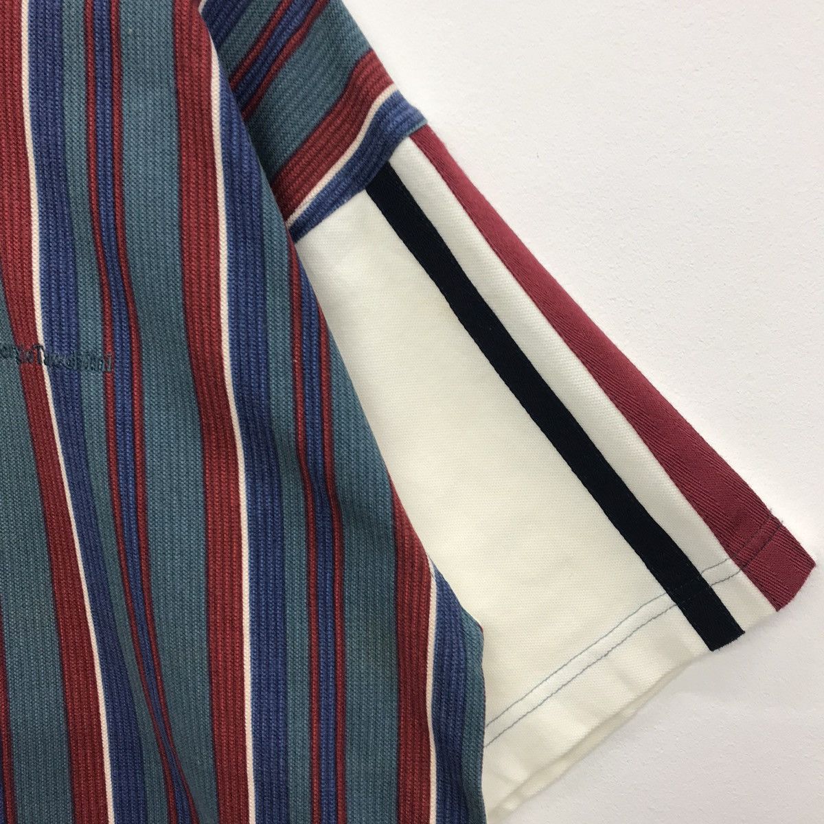 Sergio Tacchini × Vintage Rare!! Vintage Sergio Tacchini Polo Tee Multi Stripe Colour Size US M / EU 48-50 / 2 - 4 Thumbnail
