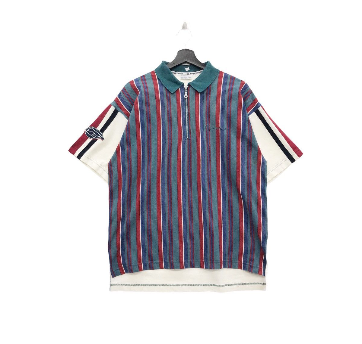 Sergio Tacchini × Vintage Rare!! Vintage Sergio Tacchini Polo Tee Multi Stripe Colour Size US M / EU 48-50 / 2 - 1 Thumbnail