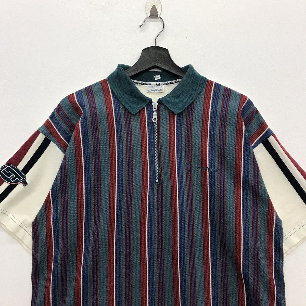 Sergio Tacchini × Vintage Rare!! Vintage Sergio Tacchini Polo Tee Multi Stripe Colour Size US M / EU 48-50 / 2 - 2 Thumbnail
