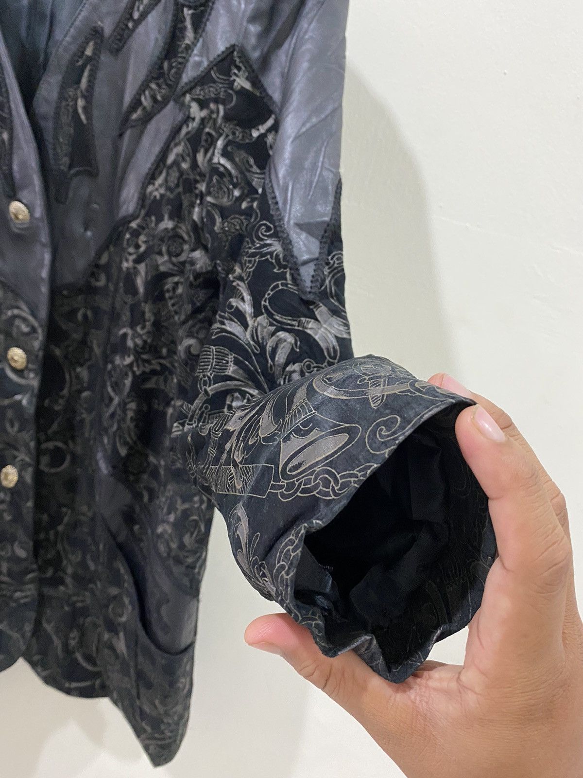 Japanese Brand LEATHER JACKET Inspired By Versace Borroco Coat Size US M / EU 48-50 / 2 - 4 Thumbnail