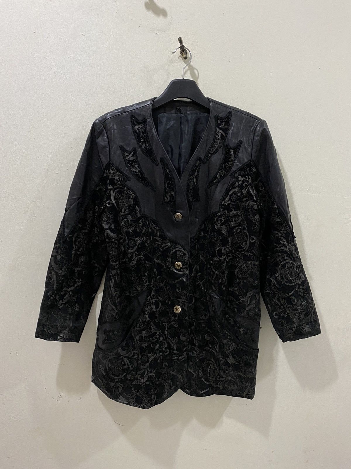 Japanese Brand LEATHER JACKET Inspired By Versace Borroco Coat Size US M / EU 48-50 / 2 - 1 Thumbnail