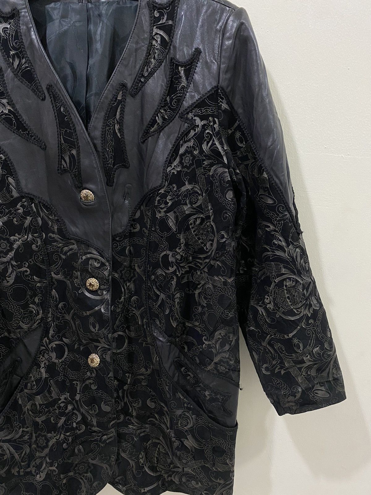 Japanese Brand LEATHER JACKET Inspired By Versace Borroco Coat Size US M / EU 48-50 / 2 - 3 Thumbnail