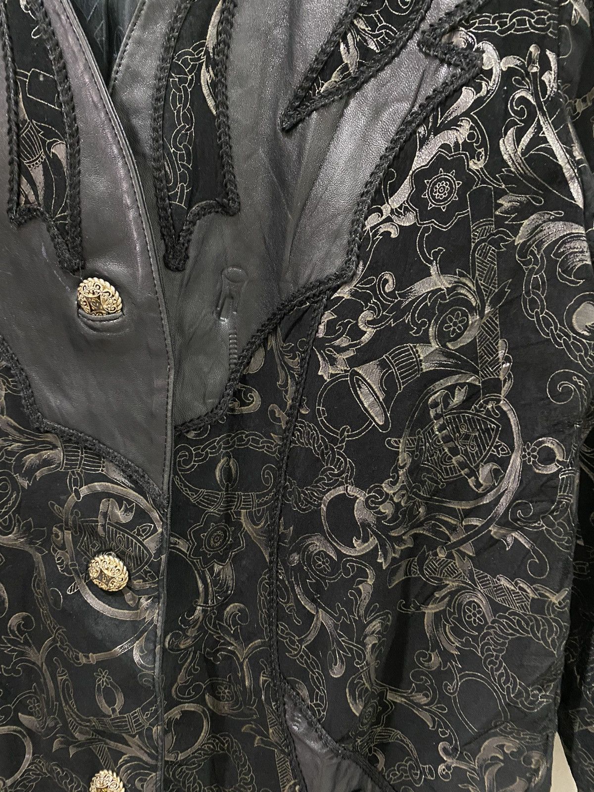 Japanese Brand LEATHER JACKET Inspired By Versace Borroco Coat Size US M / EU 48-50 / 2 - 6 Thumbnail