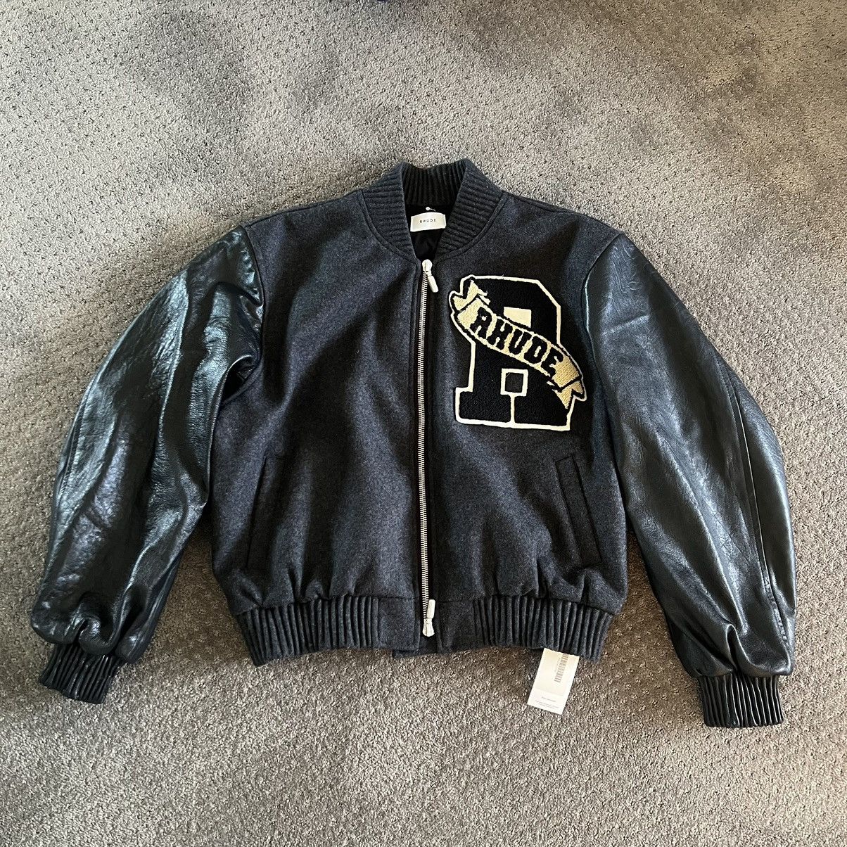 Rhude Rhude Leather and Wool Varsity Jacket Size US L / EU 52-54 / 3 - 1 Thumbnail