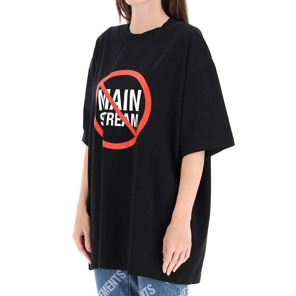 Vetements Vetements Women's No Mainstream Cotton T-Shirt Black Size M / US 6-8 / IT 42-44 - 4 Thumbnail