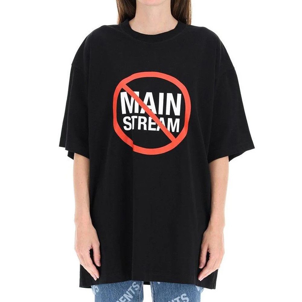 Vetements Vetements Women's No Mainstream Cotton T-Shirt Black Size M / US 6-8 / IT 42-44 - 2 Thumbnail