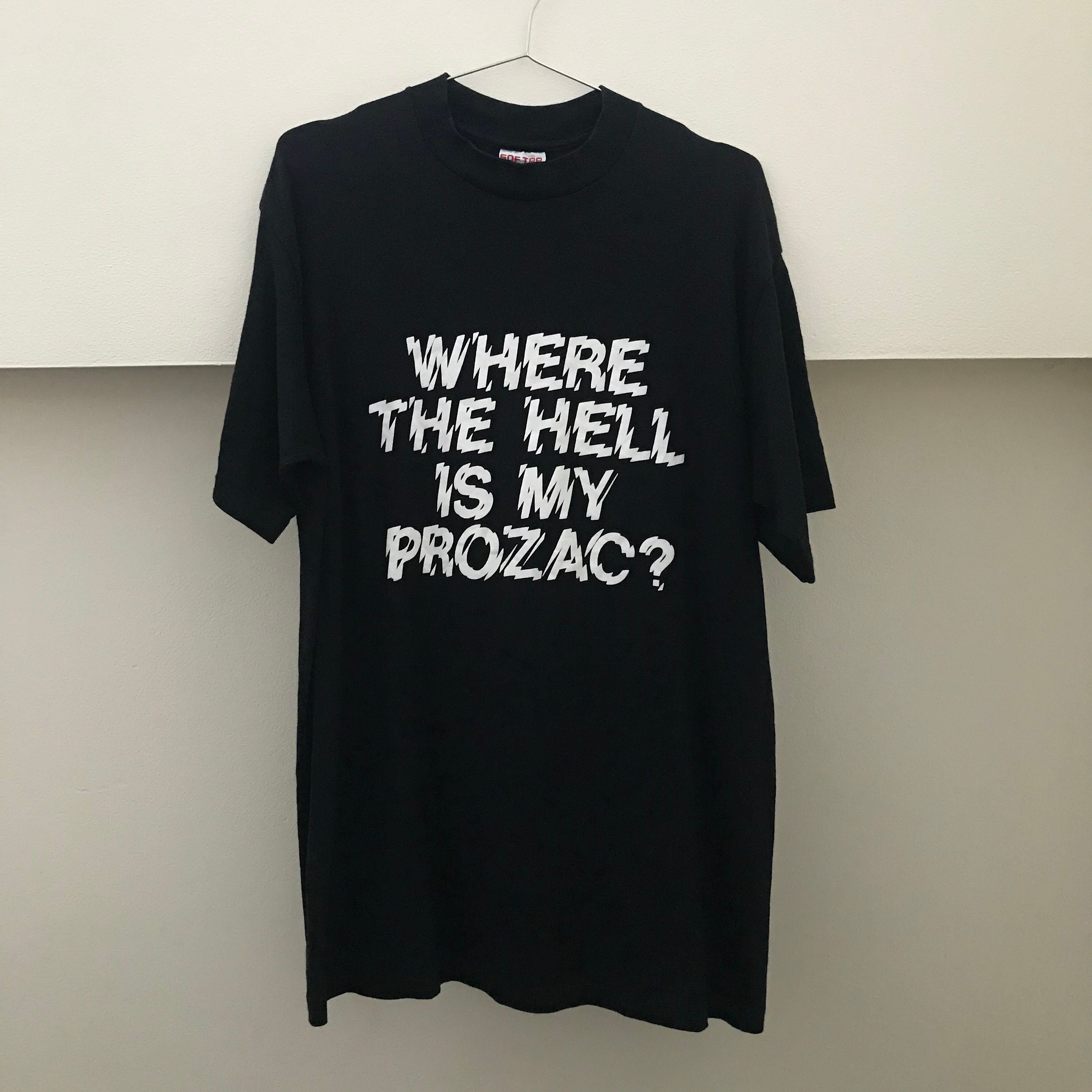 Pre-owned Made In Usa X Vintage 90's Where The Hell Is My Prozac? Drugs Pill Tee In Black