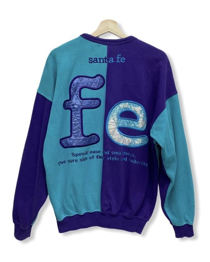 image of Art Comes First x Vintage Dope! 90’S Santa Fe Color Split Crewneck Sweater in Turqoise/Purple (Size