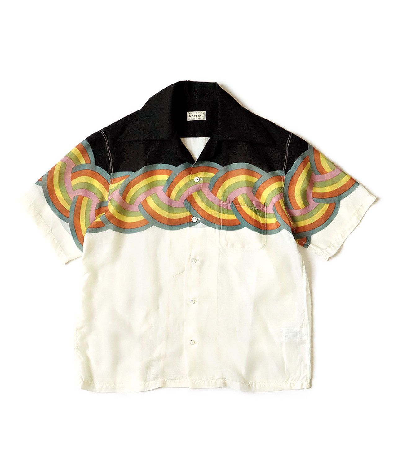 image of Kapital Silk Rayon Rainbow Aloha Shirt Size 3 in Black, Men's
