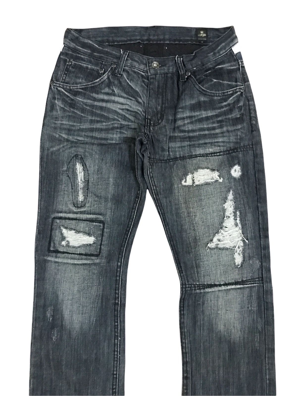 20471120 × In The Attic × Seditionaries Vintage Japanese Semantic Design Black Distressed Jeans Size US 28 / EU 44 - 3 Thumbnail