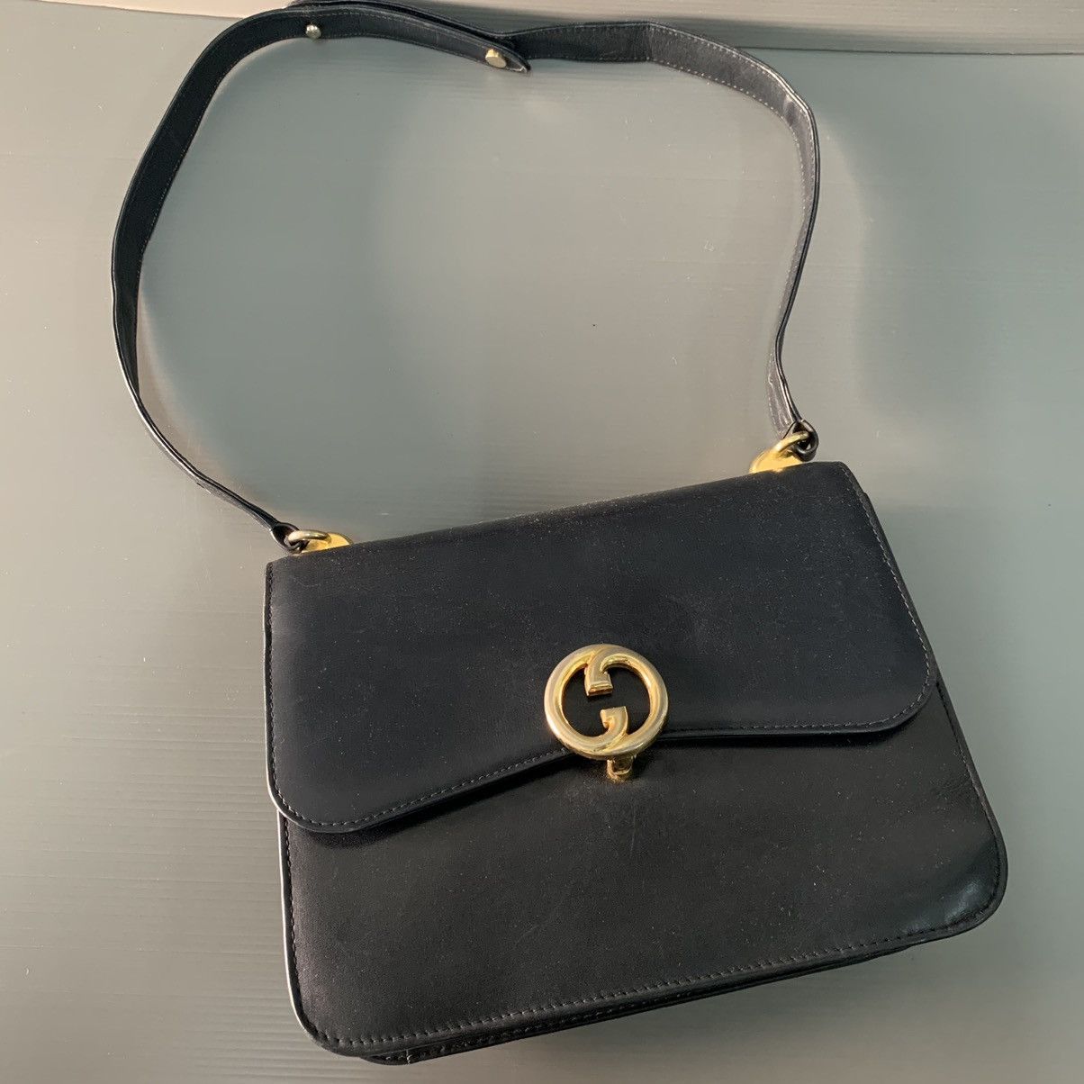 Authentic Gucci Leather Box Shoulder Bag